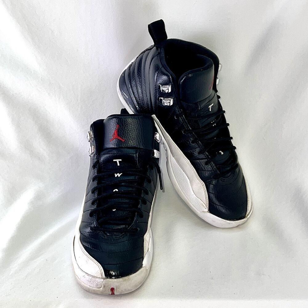 Nike Air Jordan 12 Retro Black White Red Kids Youth Size 6Y Sneakers Mid Playoff